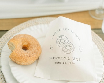 Personalized Wedding Donut Bags, Grease Resistant Treat Bags for Donuts