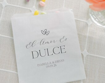 El Amor Es Dulce Treat Bag, Spanish Wedding Favor