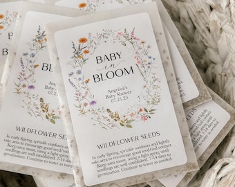 Personalized Baby Shower Wildflower Seed Packet Favors - 'Baby in Bloom' SEEDS INCLUDED