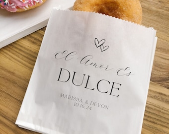 El Amor es Dulce Favor Bags, Love is Sweet Candy Bags, Spanish Wedding Favors, Destination Wedding Favors, Mexico Wedding Favors