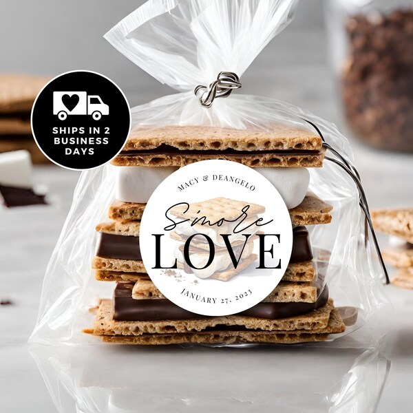 Winter Wedding Favors | Winter Wedding Favors | S'more Love Stickers for S'more Favors | STICKERS ONLY