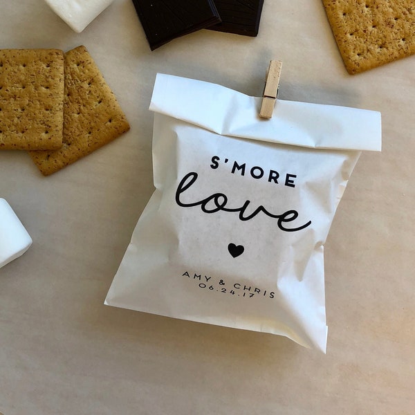 S'mores Favor Bags, S'mores Wedding Favors, S'mores Favors, S'mores Favor Stickers, Wedding Favors, S'mores Love Favor, Outdoor