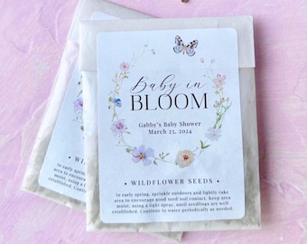 12 Personalized Baby Shower Seed Packet Favors, Wildflower Mix (12 Pack)
