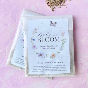 Spring Baby Shower Favors, 12 Pack, Baby in Bloom, Seed Packet, Personalized Seed Packet, Garden Baby Shower, EcoFriendly Favor Idea