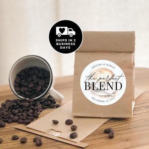 Winter Wedding Favor | Personalized Coffee Bag Wedding Favor | The Perfect Blend | Coffee Favor Bags | Coffee Favor Stickers