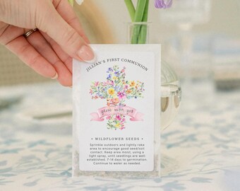 12 pack, Baptism Favors, Personalized Wildflower Seed Packet Favours, First Communion