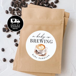 Winter Baby Shower, A Baby is Brewing, Personalized Coffee Favor Bag, Coffee Favor Bags, Personalized Resealable Coffee Pouch