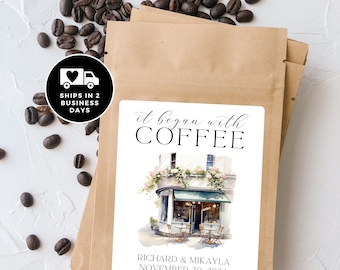 Personalized Wedding Coffee Favor Bags: Engagement, Bridal Shower - Pouches Only
