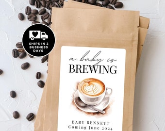 A Baby is Brewing Coffee Favor Pouches for Baby Shower, Personalized Coffee Favor Bags, Coffee Theme baby ShowerPOUCHES ONLY