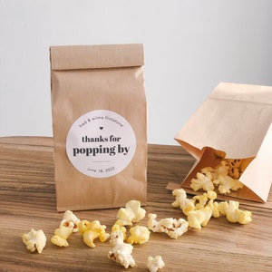 Personalized Popcorn Bags for Wedding Favors, Thanks for Popping By , Bags and Stickers