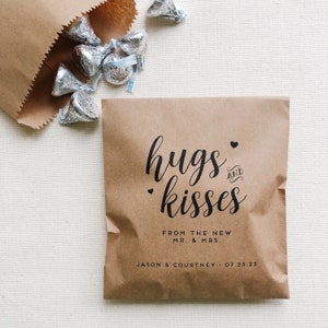 Hugs and Kisses from the new Mr. & Mrs. | Personalized Wedding Favor Paper Bag | Chocolate Wedding favors | Favor Bags for Wedding