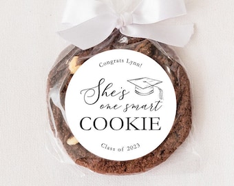 Stickers for Graduation Party Favors, One Smart Cookie Labels, Labels for grad cookies, Graduation Party Favors, Personalized Cookie Labels