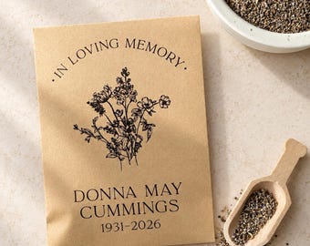 In Loving Memory Wildflower Seed Packets | Memorial Service Favors | Celebration of Life Keepsakes SEEDS INCLUDED