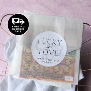 Wedding Favors | Lotto Ticket Favors | Lotto Ticket Bags | Lucky In Love Lotto Favor Stickers | Lottery Ticket Wedding | Scratch Off Favors
