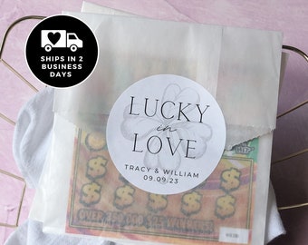 Wedding Favors | Lotto Ticket Favors | Lotto Ticket Bags | Lucky In Love Lotto Favor Stickers | Lottery Ticket Wedding | Scratch Off Favors