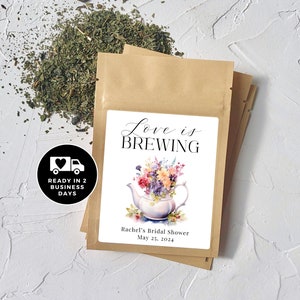 Spring Bridal Shower Favor, Afternoon Tea Party Favor, Tea Bag Shower Favor, Tea Party Favors Bulk, High Tea Favor Love is Brewing Tea Favor