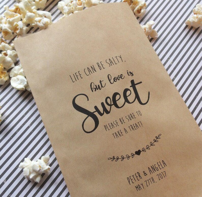 Popcorn Bags Life Can Be Salty but Love is Sweet Popcorn Etsy