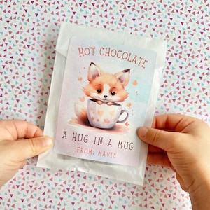 Hug in a Mug | Hot Chocolate Stickers & Bags | Valentine’S Gifts For Students | Bulk Valentine's Day Gift | Party Favor For Kids Classroom