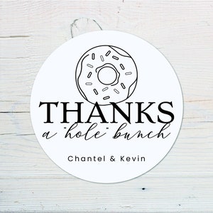 Personalized Donut Favor Stickers, Thanks a "hole" bunch, Round Sticker Labels