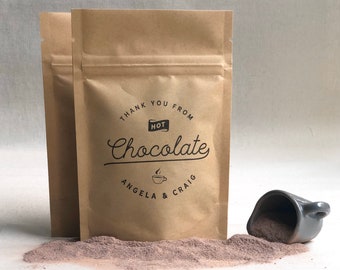 Personalized Hot Chocolate Favors for Guest, Personalized Hot Chocolate Pouch, Winter Wedding Favors, Hot Cocoa Gift, POUCHES ONLY