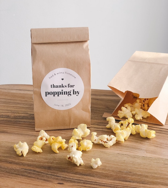 Personalized Popcorn Bags for Wedding Favors Thanks for Popping by Bags and Stickers Etsy UK