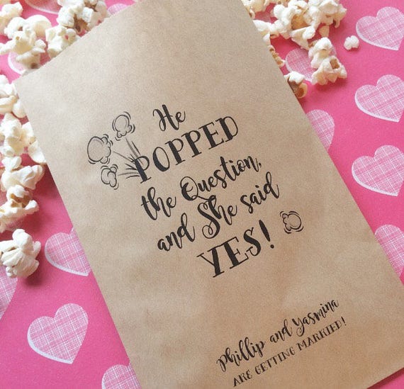 Popcorn Bags He POPPED the Question Popcorn Bar Bags Etsy
