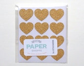 Mini Glitter Heart Sticker - Gold - Set of 36