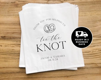 Tie the Knot Pretzel bags, Pretzel Wedding Favor, Pretzel Bar, Pretzel Bags for Party Favors, Unique favor ideas, Soft Pretzel Favor Bags