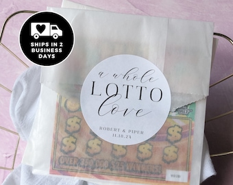 Wedding Lottery Ticket Favor Stickers: Personalized Lotto Love Labels