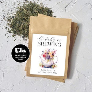 Personalized Tea Favor Bags, A Baby is Brewing Shower Theme, Tea Bag Packets