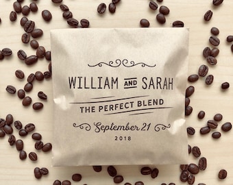 25 pack, Personalized Coffee Wedding Favor Bags - Kraft Paper, 'The Perfect Blend'