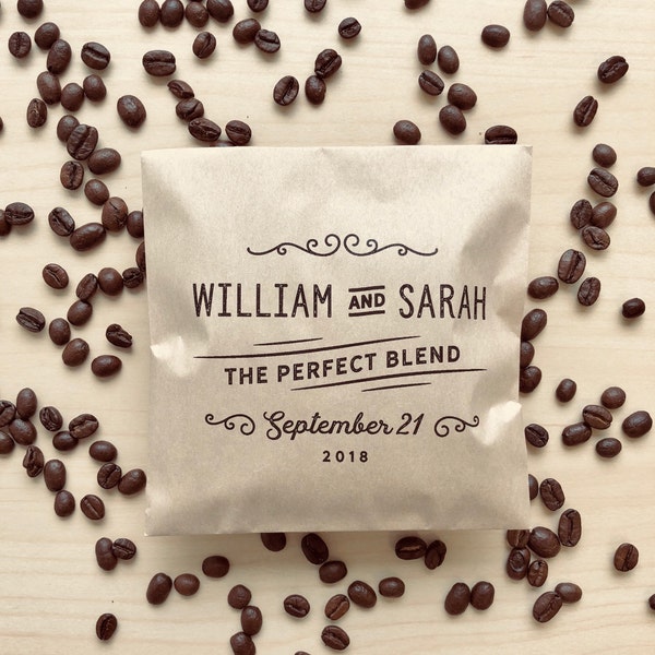 Coffee Wedding Favor Bags - The Perfect Blend - Personalized Coffee Wedding Favor Bags - Coffee Bags - BAGS ONLY