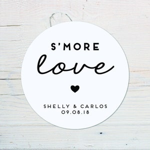 Wedding Favors | S&#39;Mores Favor Labels | Thank You Tag - Handmade To Order | S&#39;More Love | Wedding Tag | 2.5 inch sticker for S&#39;more Favors