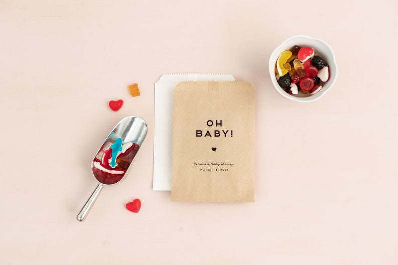 Oh Baby Shower Favor Bags, Custom Treat Bags imagen 3