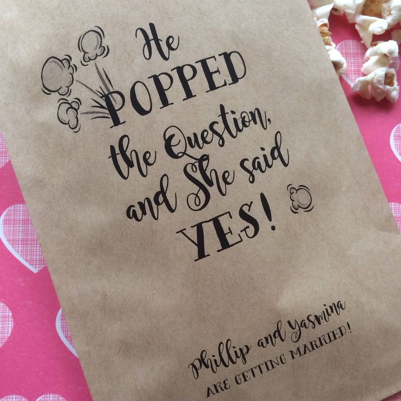 Popcorn Bags He POPPED the Question Popcorn Bar Bags Etsy