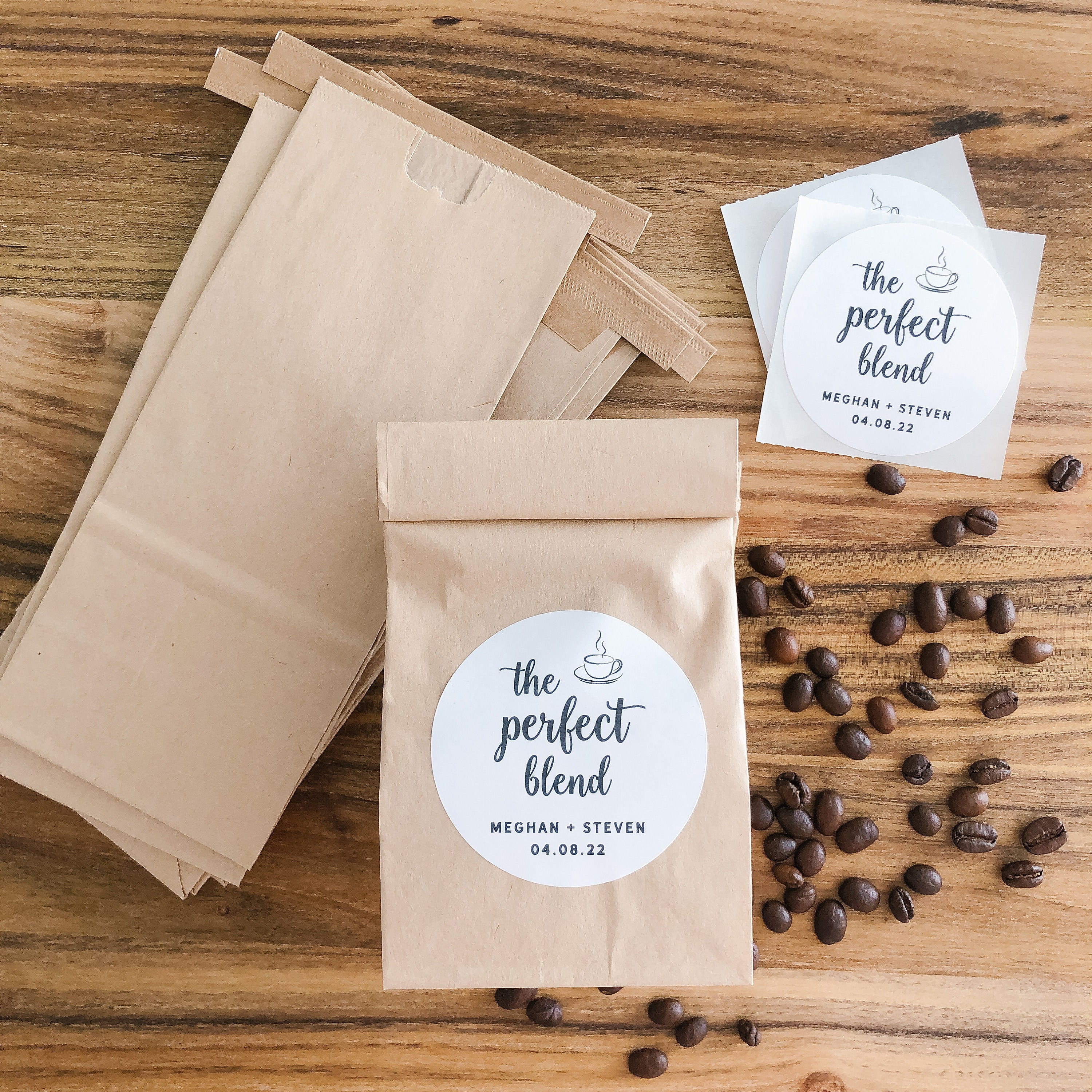 Personalized Coffee Favor Pouch - The Perfect Blend Coffee Bags - Coffee Favor Bags  - For Bridal Shower Wedding Favors - Coffee Pouch