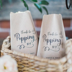 Thanks for Popping By - Popcorn Bar - Popcorn Buffet Bags - Popcorn Wedding Favor