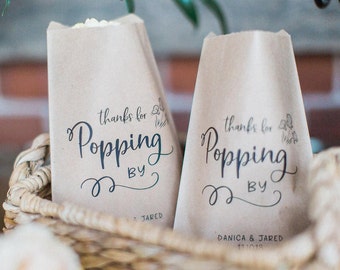 Thanks for Popping By - Popcorn Bar - Popcorn Buffet Bags - Popcorn Wedding Favor