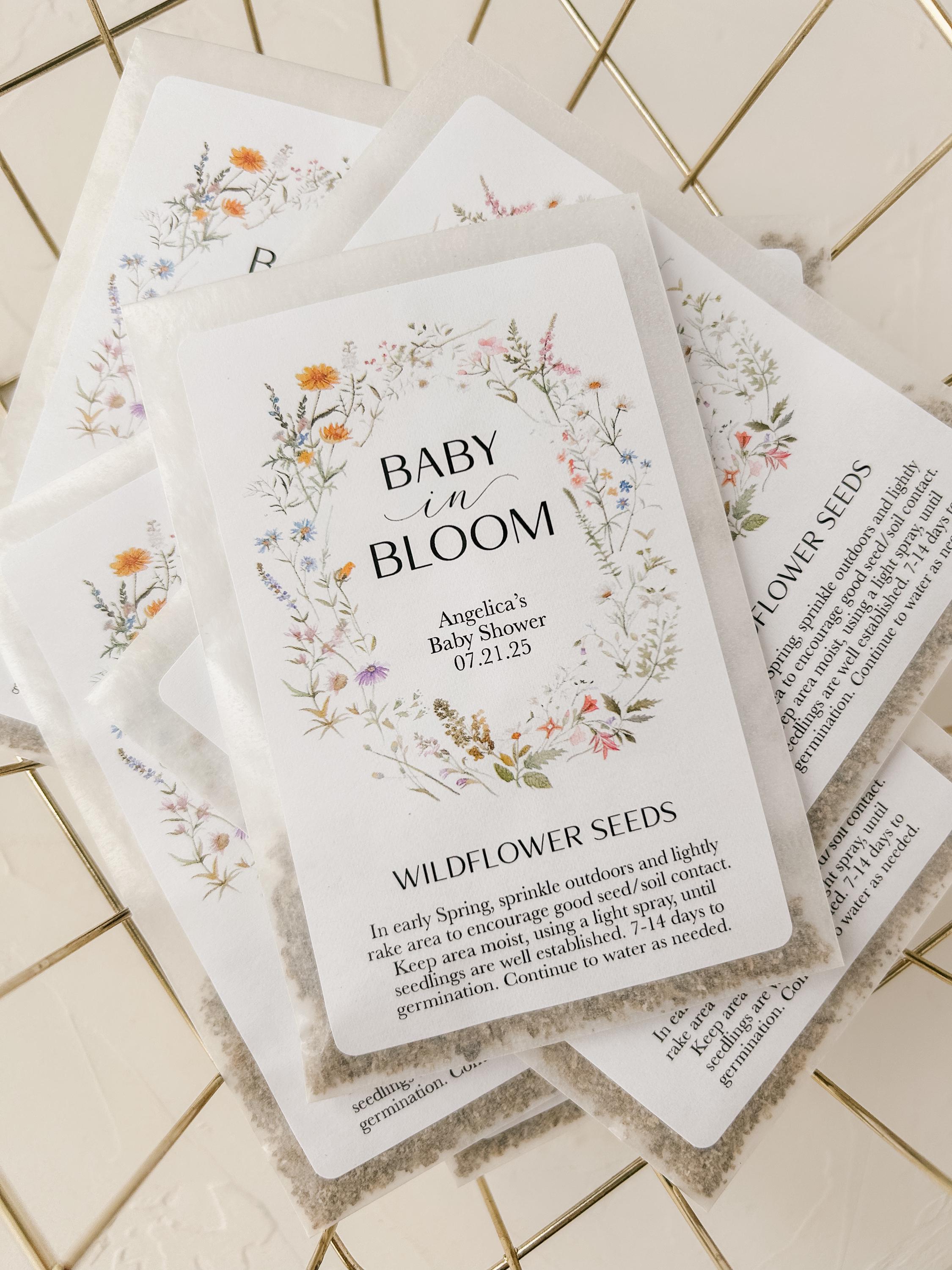 Personalized Baby Shower Wildflower Seed Packet Favors - 'baby in Bloom ...