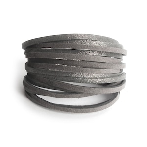 Leather bracelet graphite, black, silver shimmering
