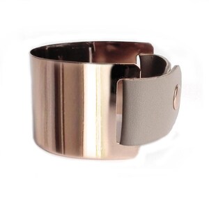 Leather bracelet cuff BADge bar greige or black or fuchsia