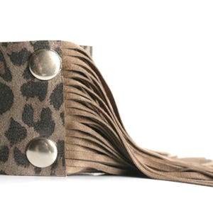 Leather bracelet greige ornamental suede or black or gray cuff FRINGE image 12