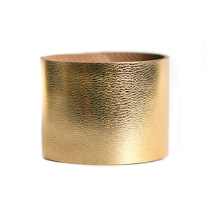 Leather bracelet cuff gold or silver mirror gloss rose gold
