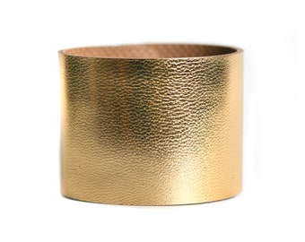 Leather bracelet cuff gold or silver mirror gloss rose gold