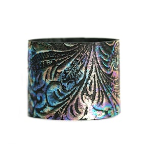 Leather bracelet cuff metallic holo iridescent