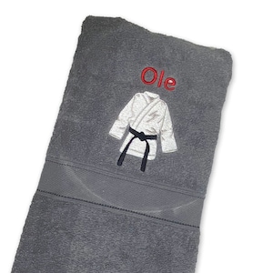 Karate Personalised Embroidered Towels Gray