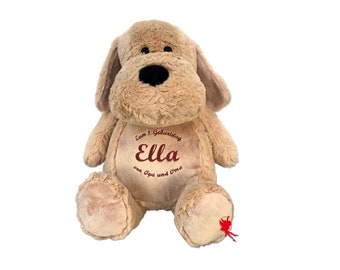 Dog Cuddly toy stuffed animal with embroidery Plush toy embroidered with name