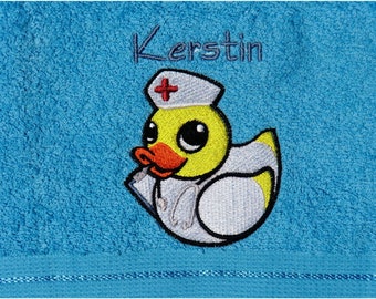 Badeente Handtuch bestickt mit Motiv + Name