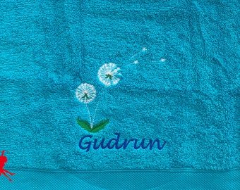 Dandelion Personalised Embroidered Towels