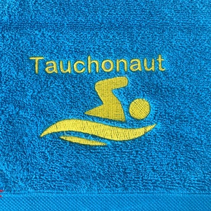 Schwimmen Handtuch bestickt mit Motiv Name hellblau/türkisblau